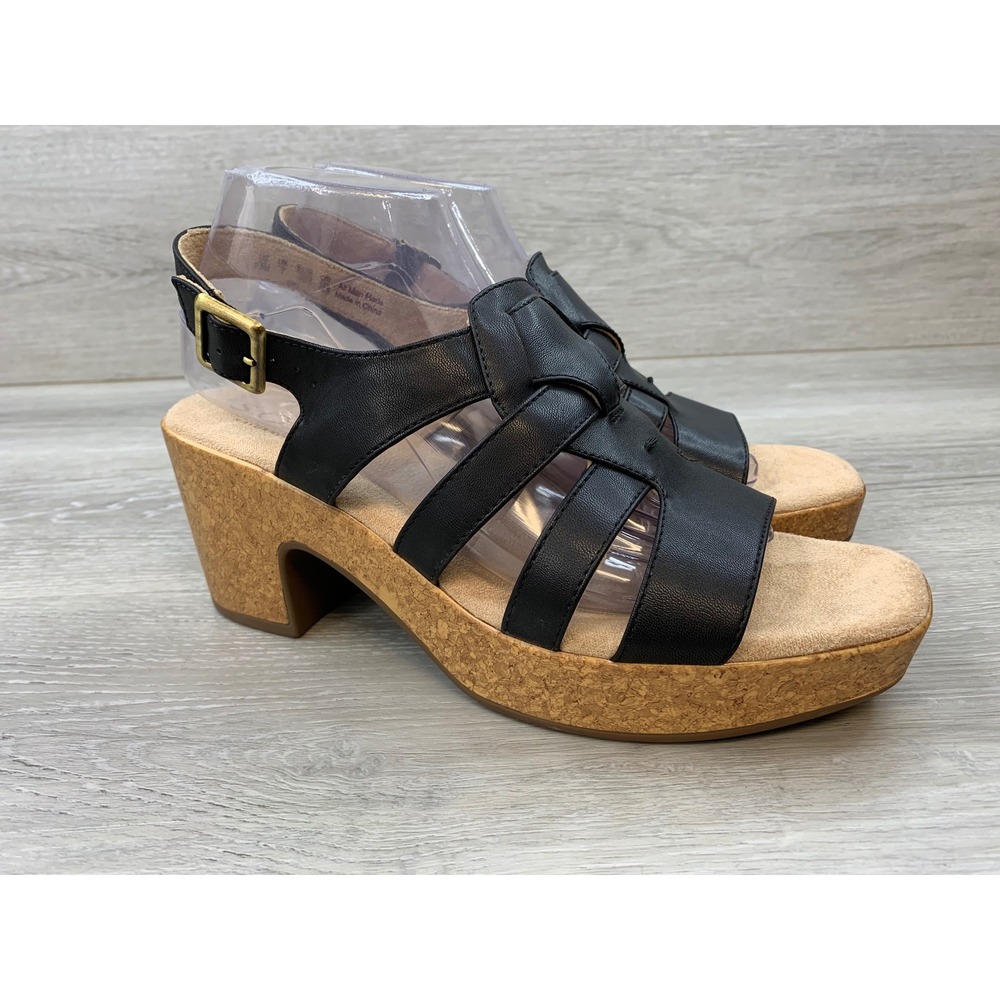 Soul Naturalizer Women's Aki Black Cork Platform Block Heel Sandals 9.5 Shoes